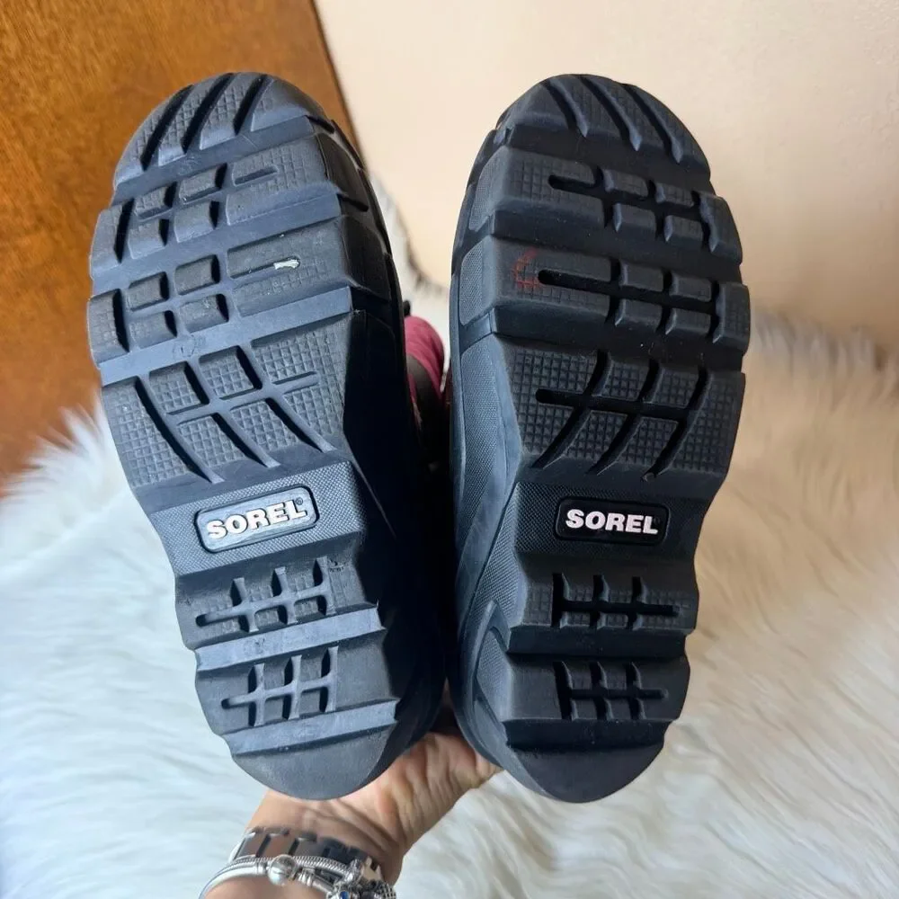 Sorel Flurry Pink Black Winter Lined Snow Boots Size 2